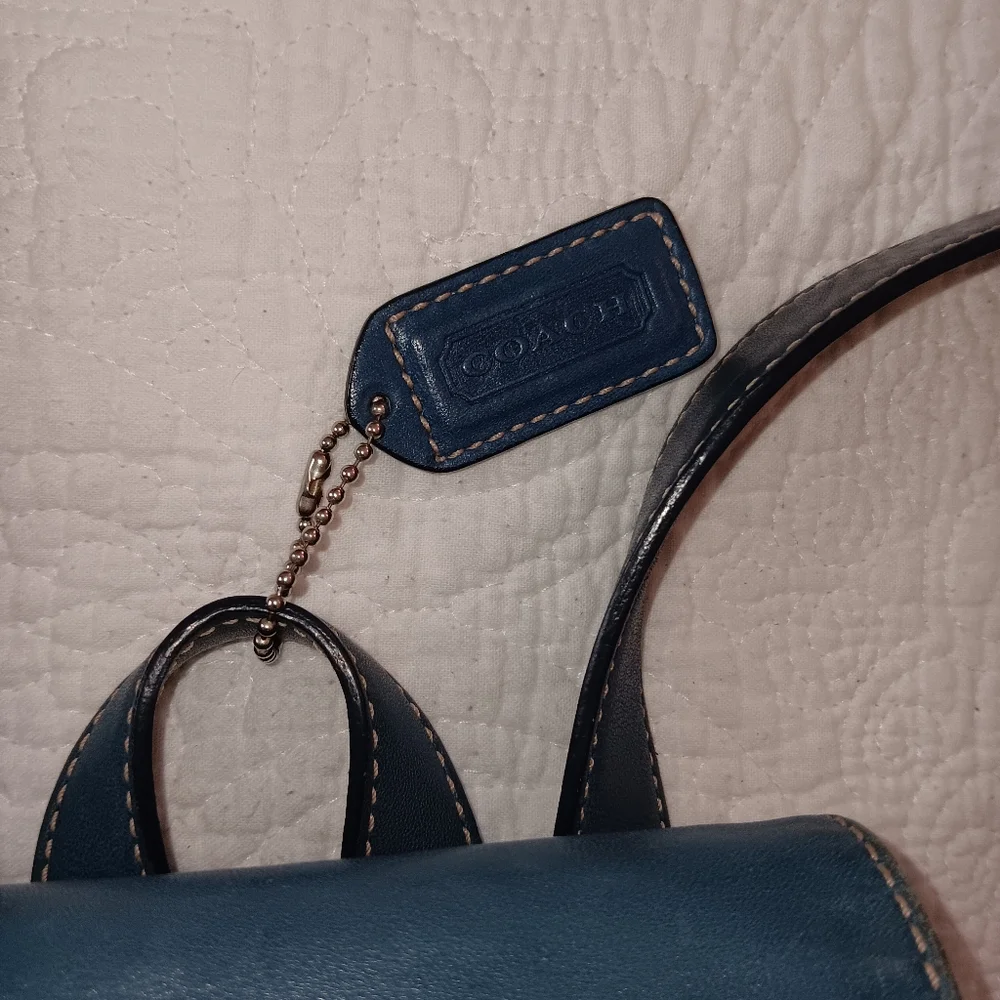 Coach Navy Leather Backpack - Picture 11 of 14